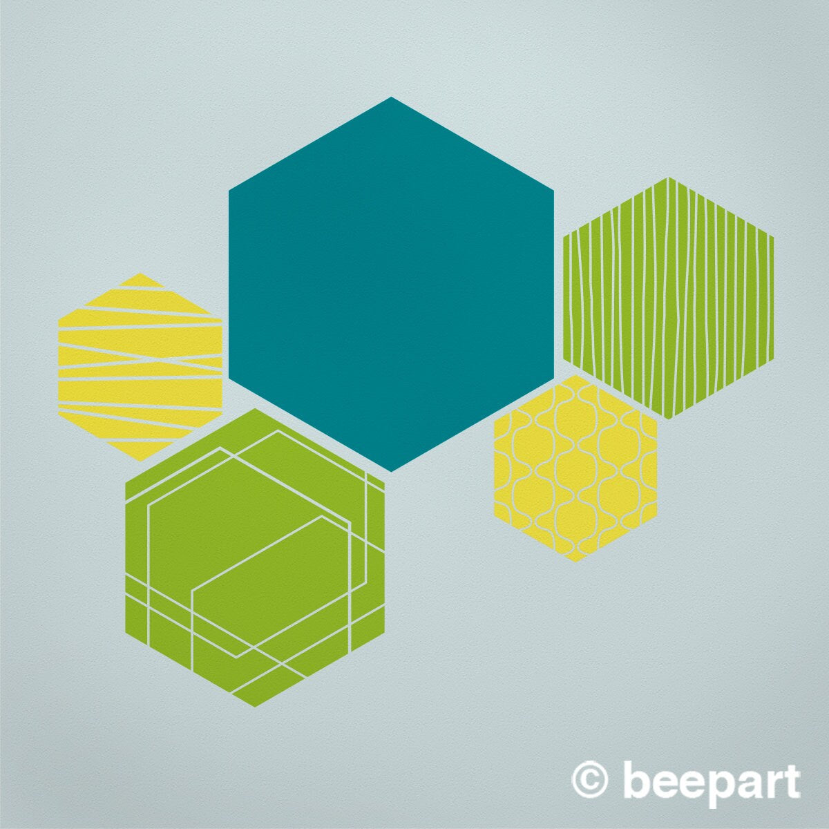 Hex wall decals- abstract wall stickers, hexagonal geometric wall art, modern art, minimalist art, minimal wall decor, geometric art