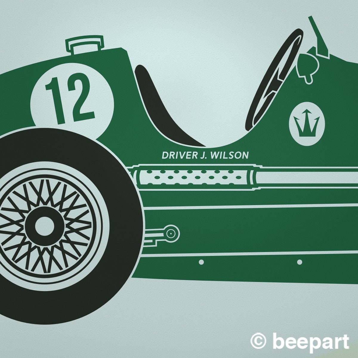 Vintage race car wall decal- Maserati art, car sticker, grand prix art, custom car decal, car lover gift, automobile art, gift for boys