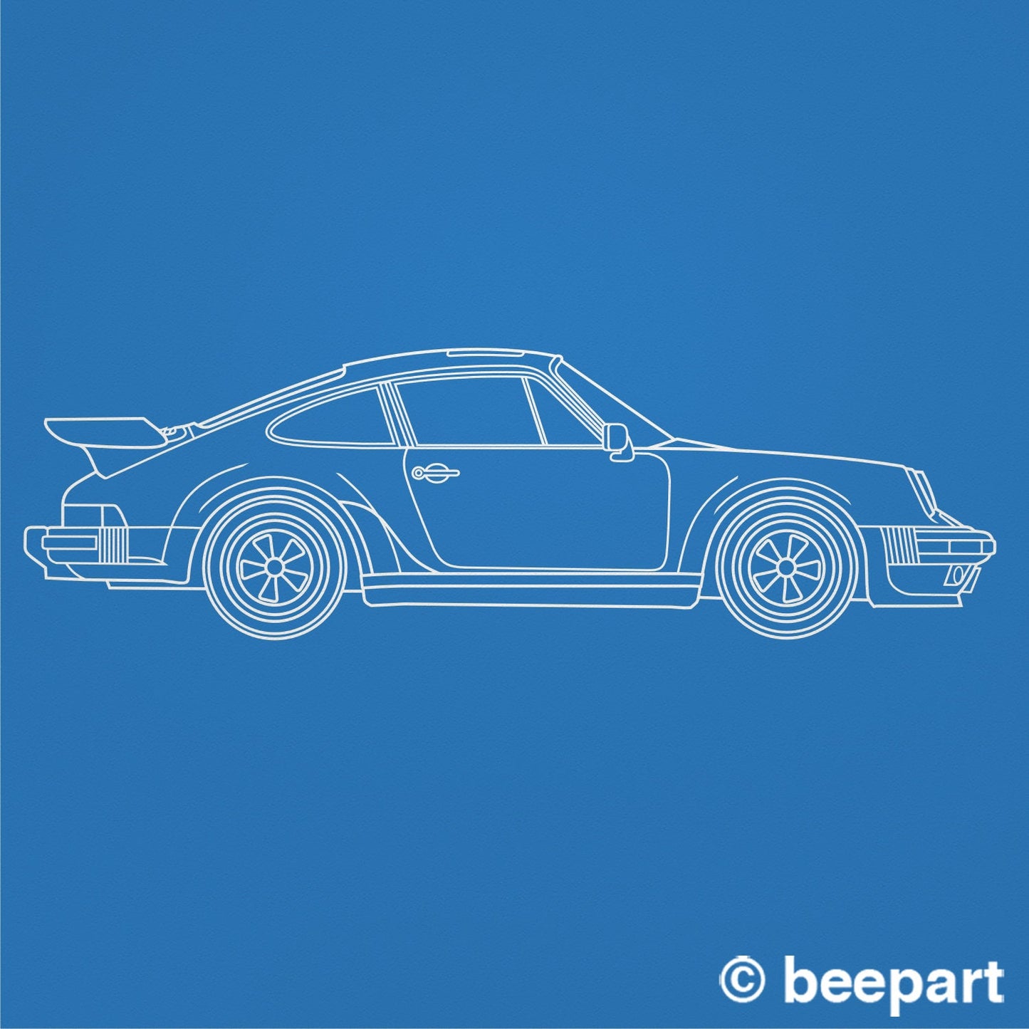 1988 Porsche 911 Turbo Blueprint Vinyl Wall Decal | Car Lover Gift