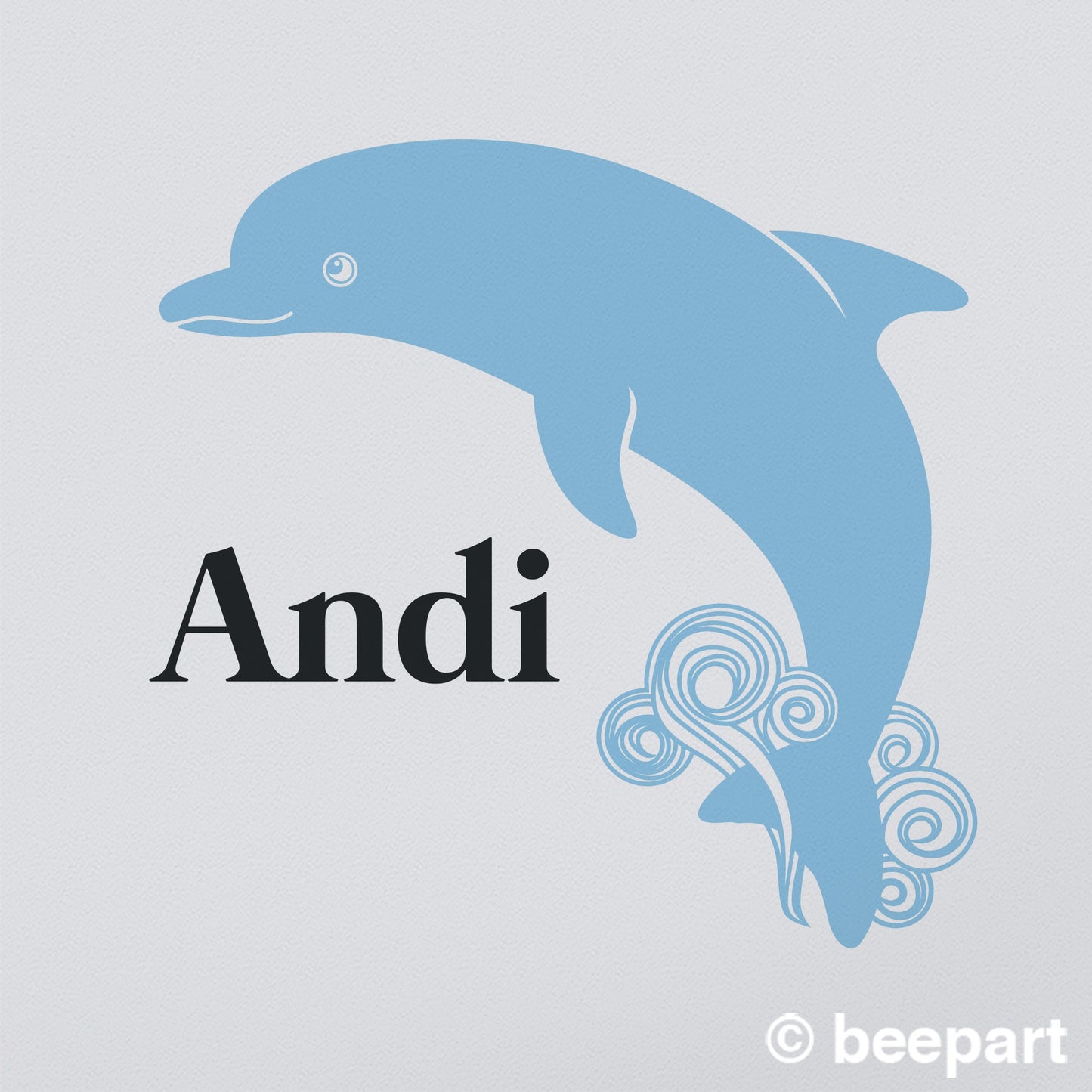 Dolphin wall decal- custom name decal, cute animal art, nursery decor, kids room, undersea animals