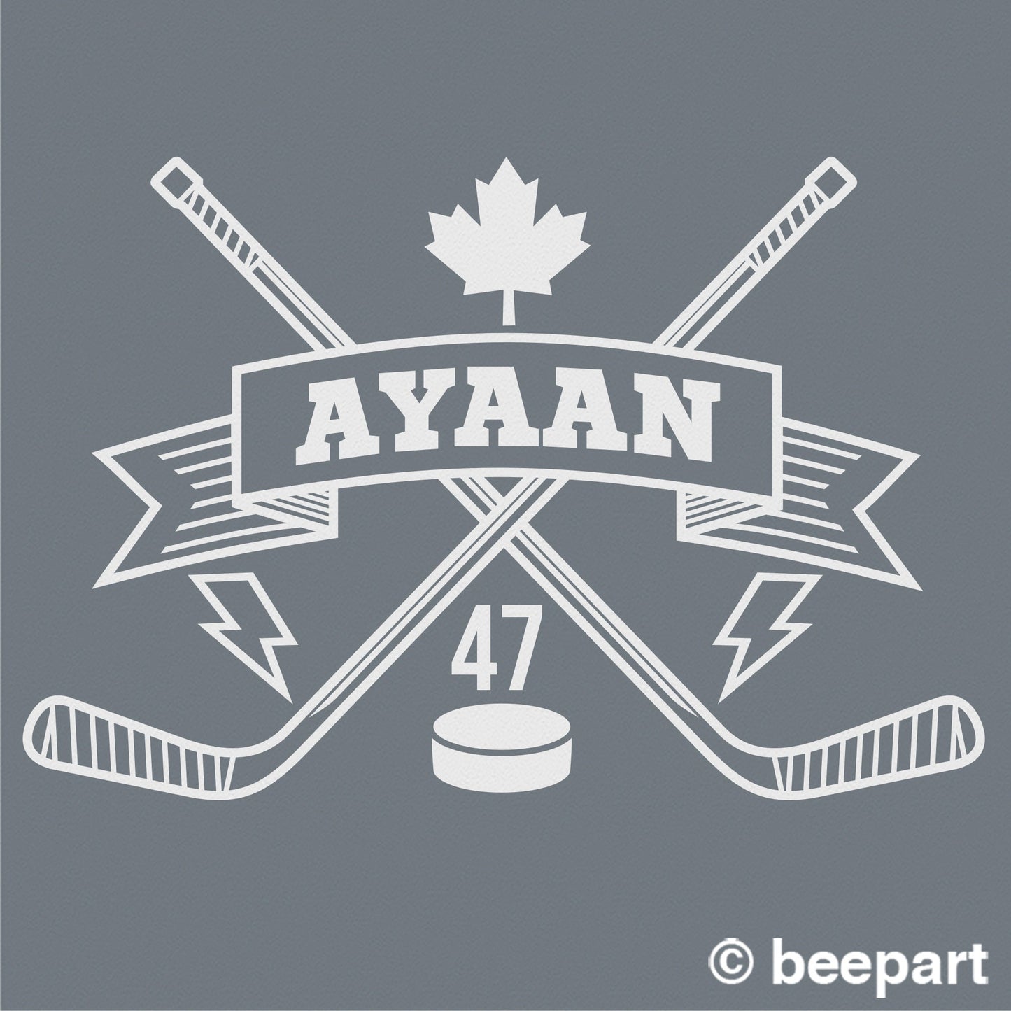 Personalized Hockey Wall Decal | Custom Name & Number | Kids Room & Sports Fan Gift