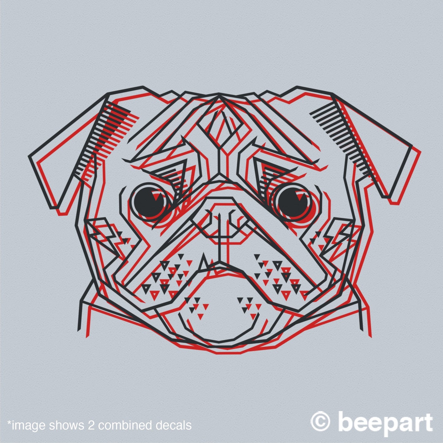 Geometric Pug Wall Decal – Cubist Dog Art for Living Room & Dog Lovers