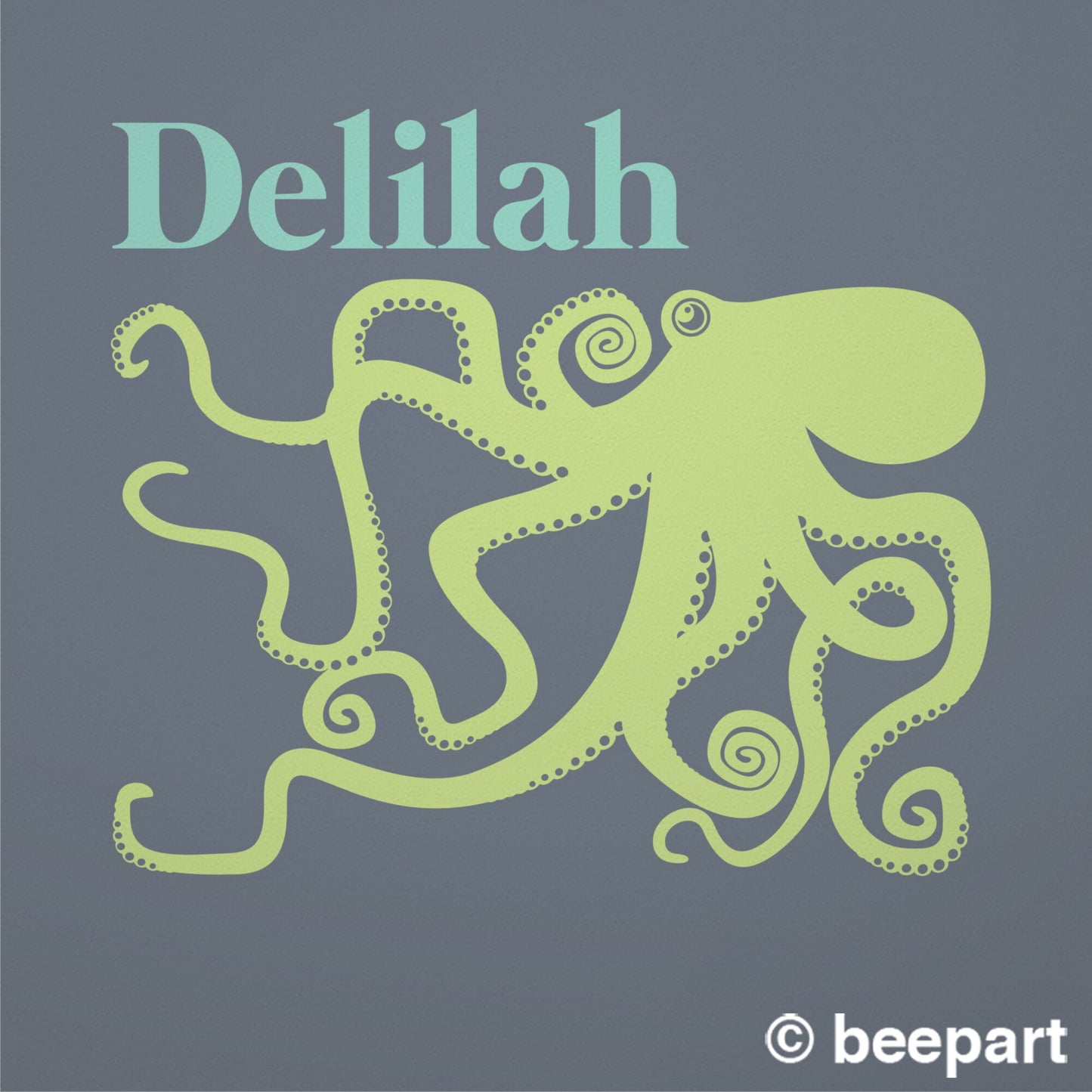 Octopus wall decal personalized- custom name sticker, sea animal art, kids room, nursery decor, cute animal decal