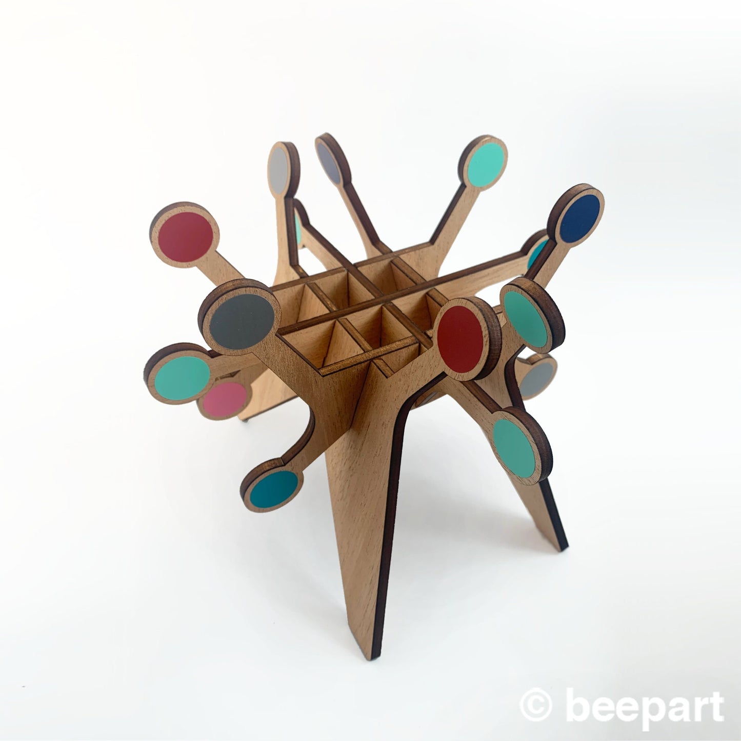 SPUTNIK Starburst Plant Stand | Mid Century Modern Wood Indoor Plant Holder