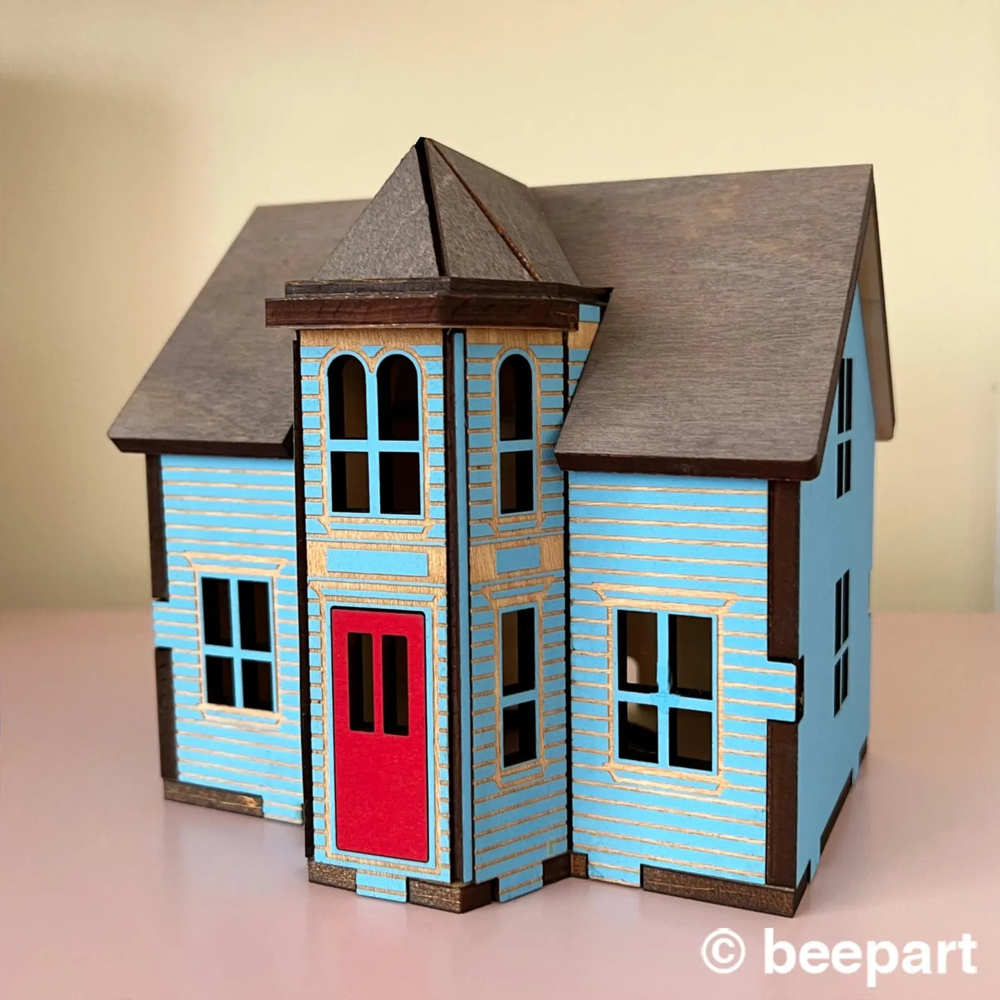 Lunenburg Bump Miniature House - Nova Scotia Wood Bookshelf House 1:48 Scale