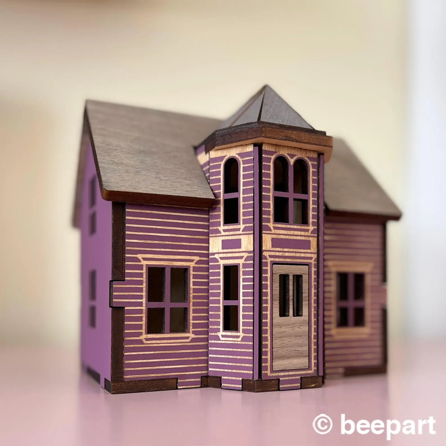 Lunenburg Bump Miniature House - Nova Scotia Wood Bookshelf House 1:48 Scale