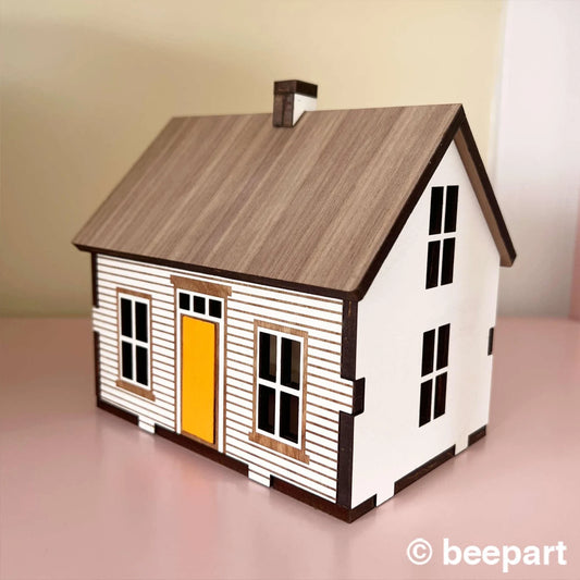 New England Farmhouse Miniature House: Cape Cod Wood Homestead 1:48 Scale