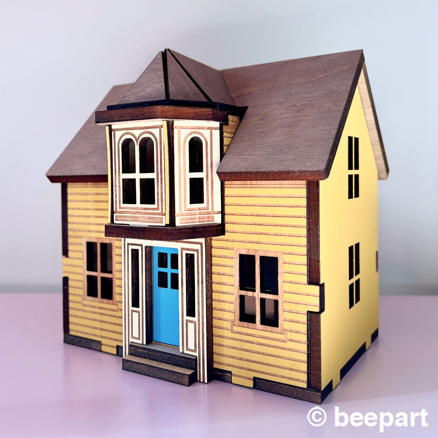 Lunenburg Bump Miniature House - Nova Scotia Wood Bookshelf House 1:48 Scale