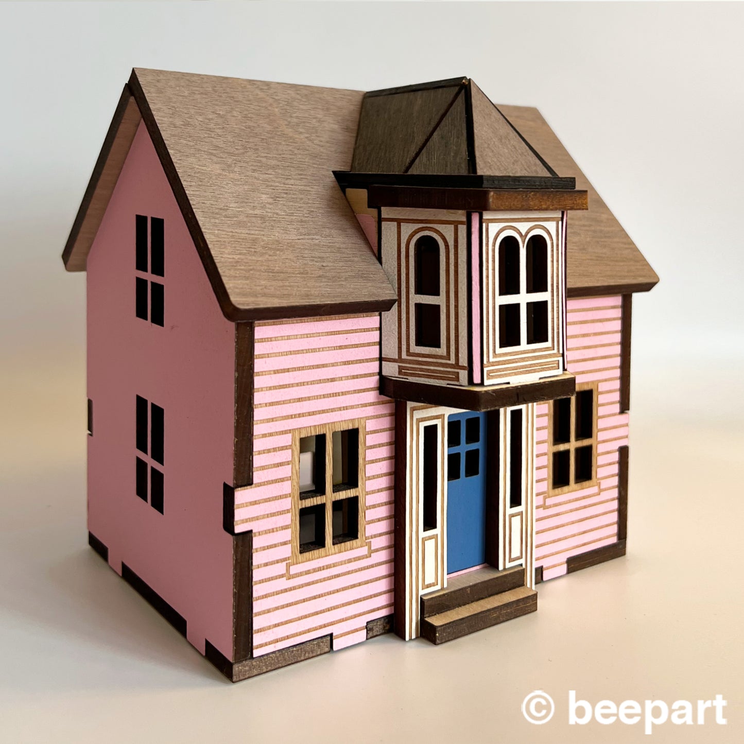 Lunenburg Bump Miniature House - Nova Scotia Wood Bookshelf House 1:48 Scale