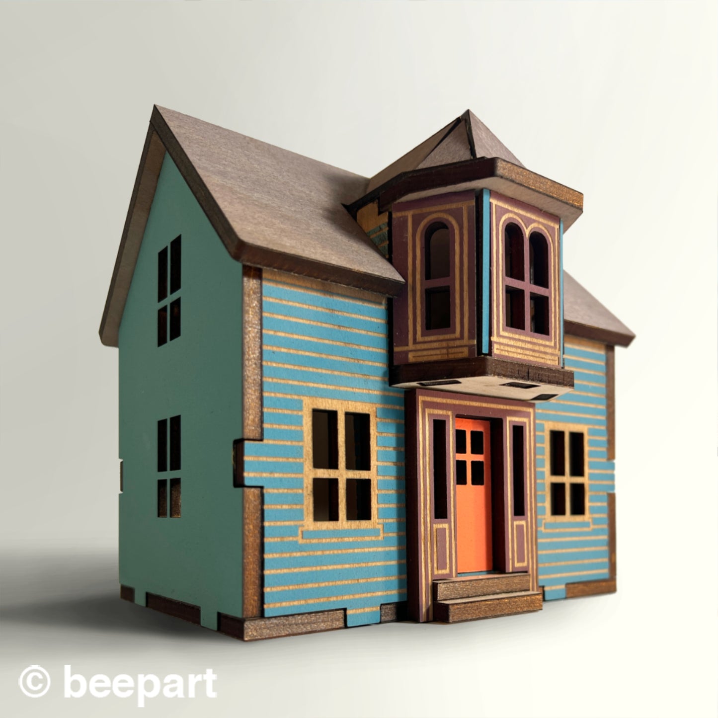 Lunenburg Bump Miniature House - Nova Scotia Wood Bookshelf House 1:48 Scale