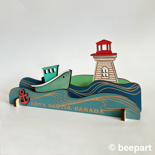 Nova Scotia Wooden Shelf Sitter – Handmade Painted Wood Decor