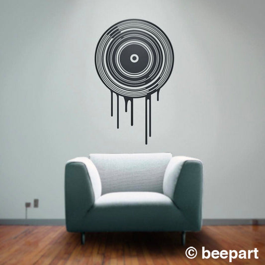 Dripping Record Vinyl Wall Decal – Music Art for Music Lovers
