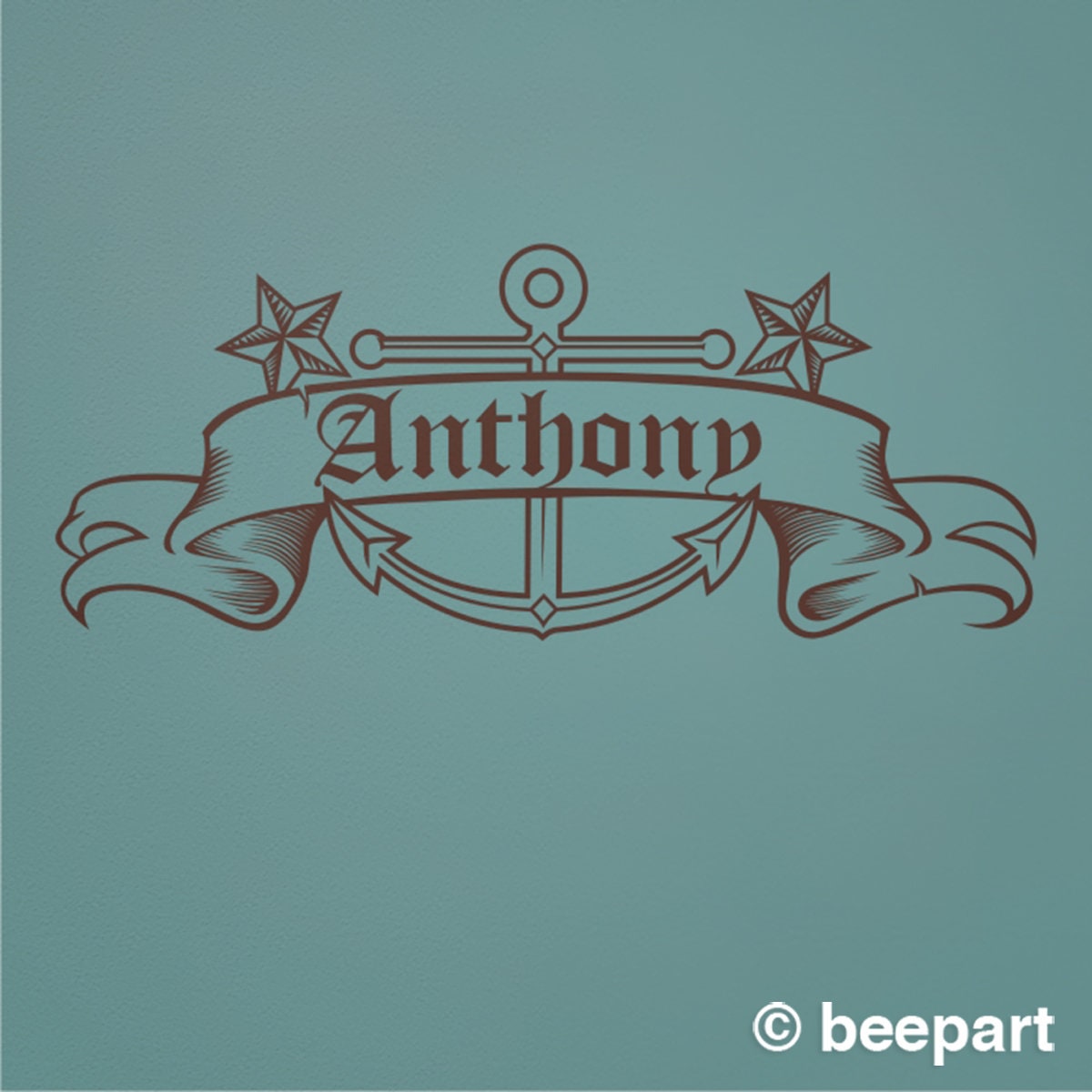 Anchor Wall Decal | Personalized Nautical Vinyl Sticker – Custom Name & Tattoo Style