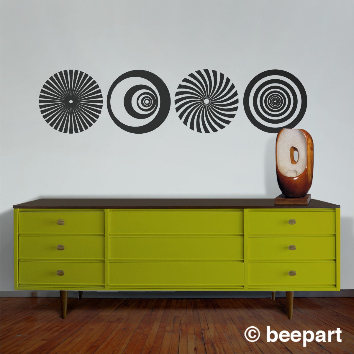 op art wall decal set, optical art sticker, geometric wall decal, optical illusion wall decor, psychedelic vinyl sticker art, FREE SHIPPING