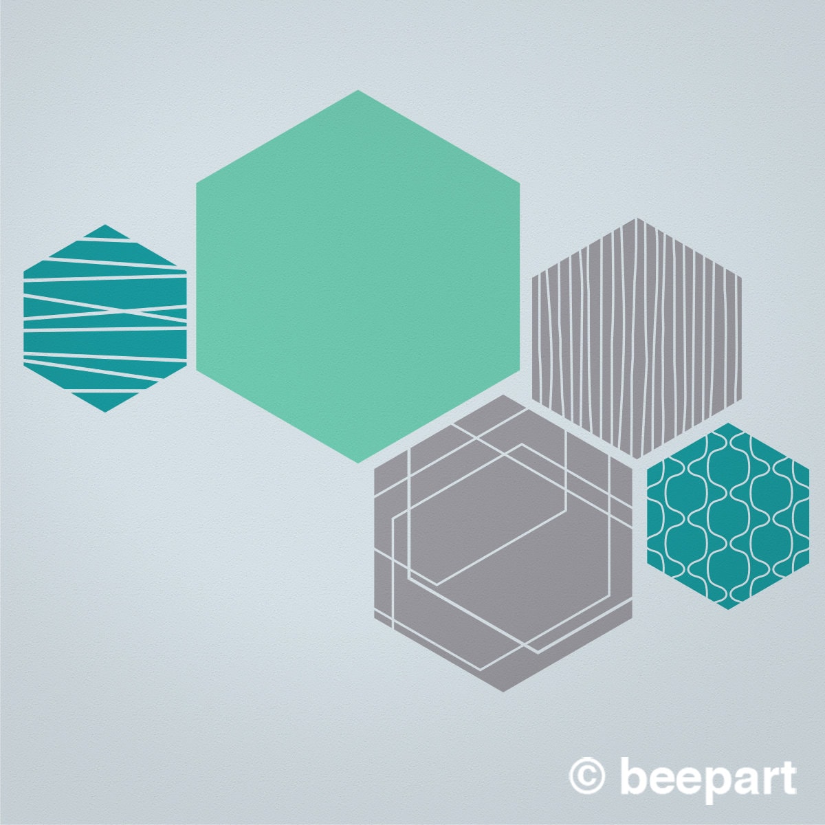 Hex wall decals- abstract wall stickers, hexagonal geometric wall art, modern art, minimalist art, minimal wall decor, geometric art