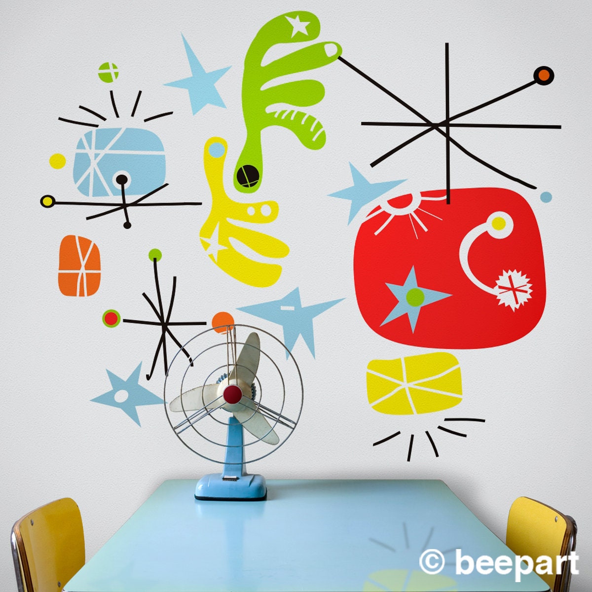 Joan Miró Wall Decal Mural Set | Mid-Century Modern Art Stickers