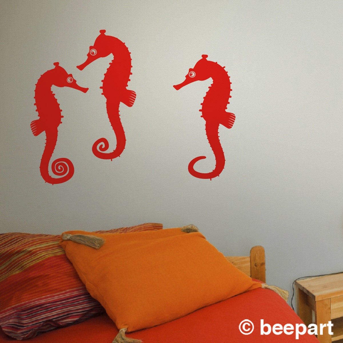 Seahorse Wall Decals – Nautical Nursery Vinyl Decal Set of 3