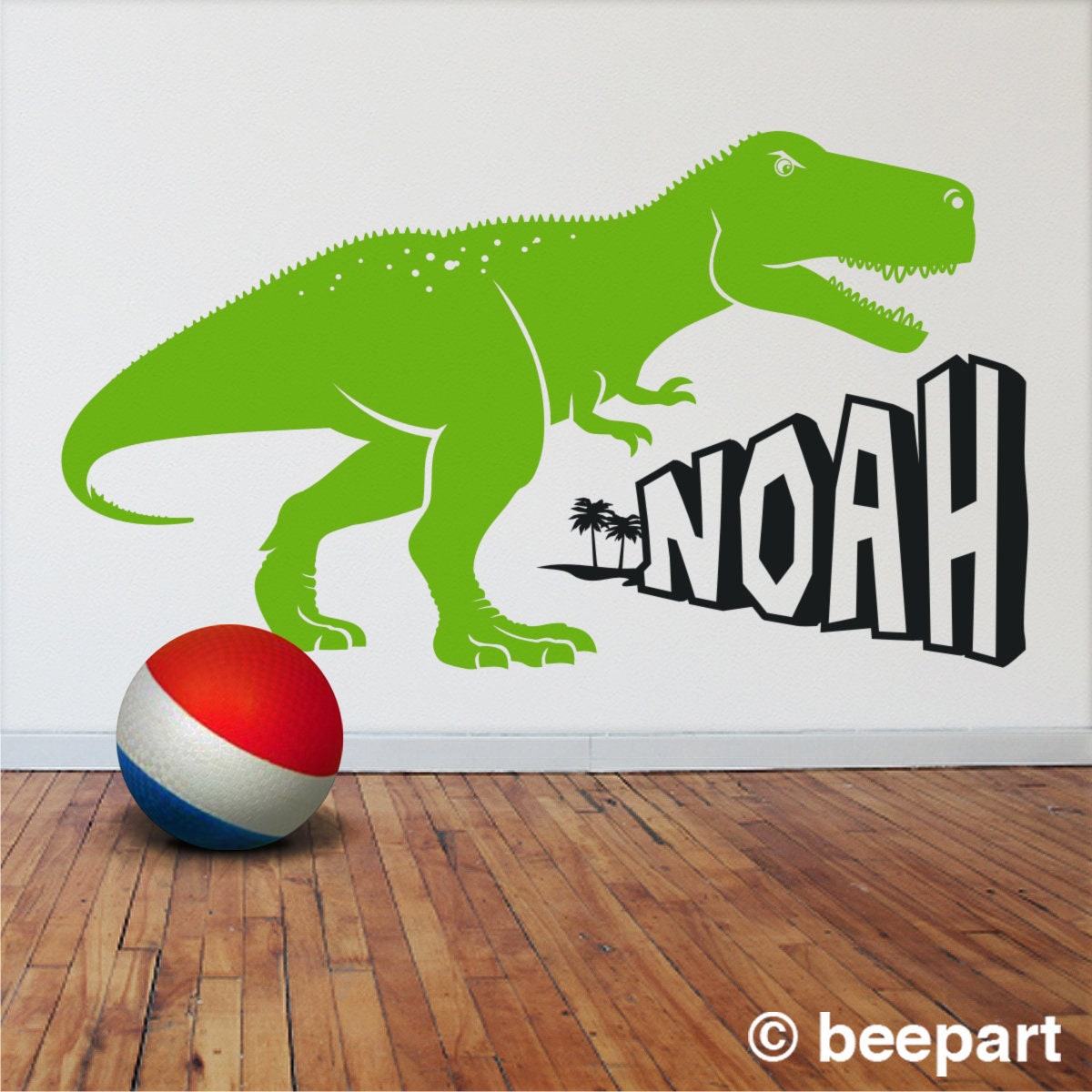 T-Rex Personalized Dinosaur Wall Decal | Custom Name Kids Room Decor