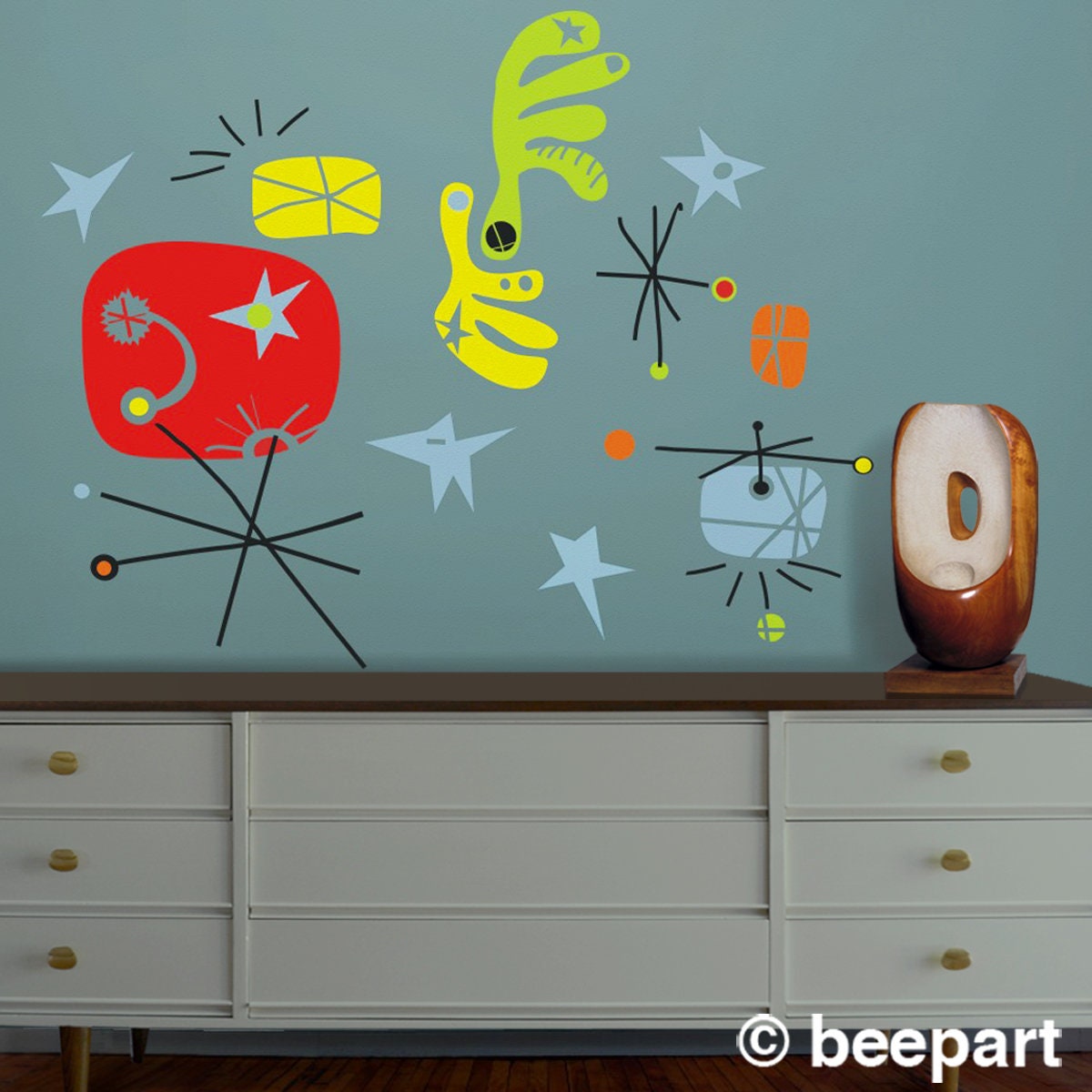 Joan Miró Wall Decal Mural Set | Mid-Century Modern Art Stickers