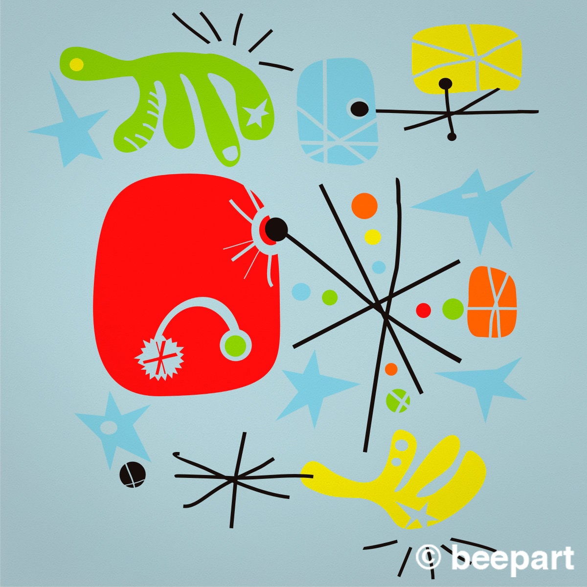 Joan Miró Wall Decal Mural Set | Mid-Century Modern Art Stickers