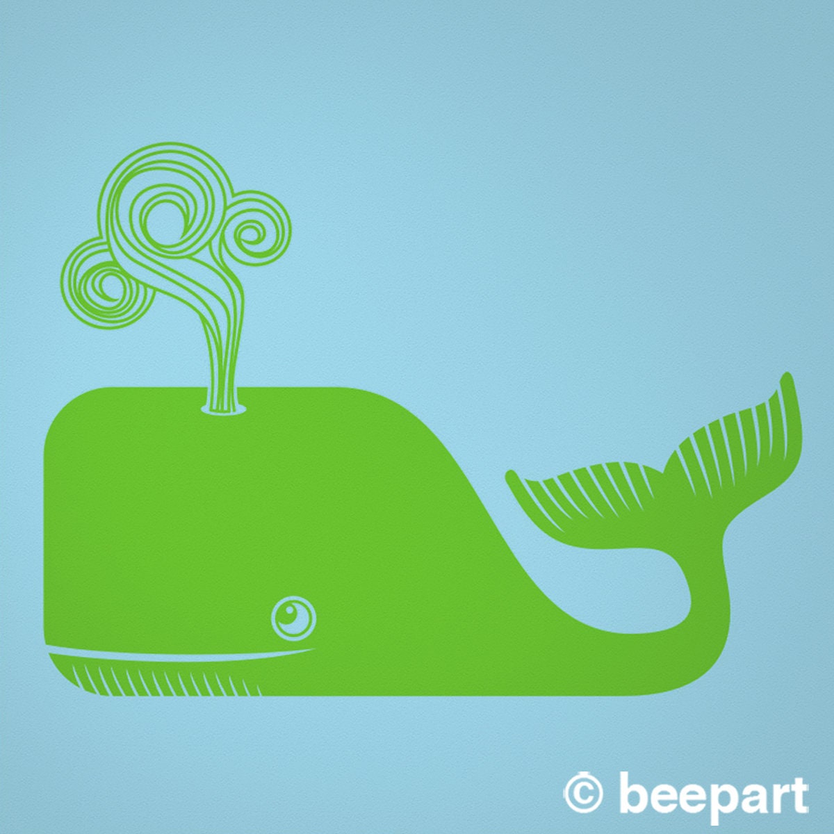 Whale Wall Decal – Cute Friendly Whale, Children's Room & Bedroom Decor, Marine Life Art