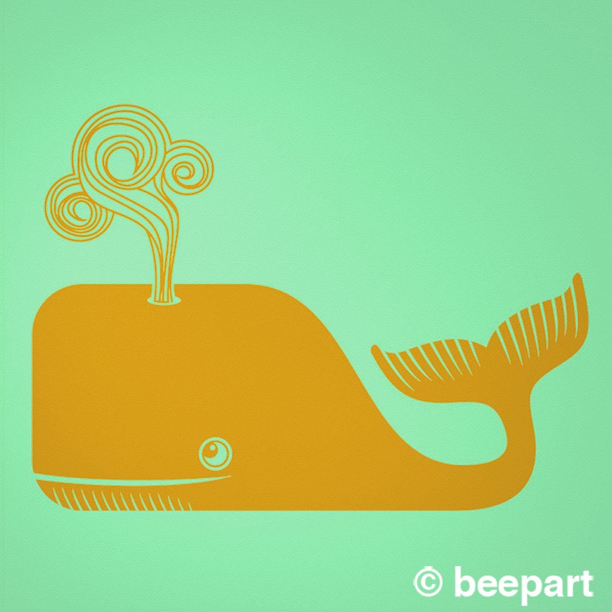 Whale Wall Decal – Cute Friendly Whale, Children's Room & Bedroom Decor, Marine Life Art