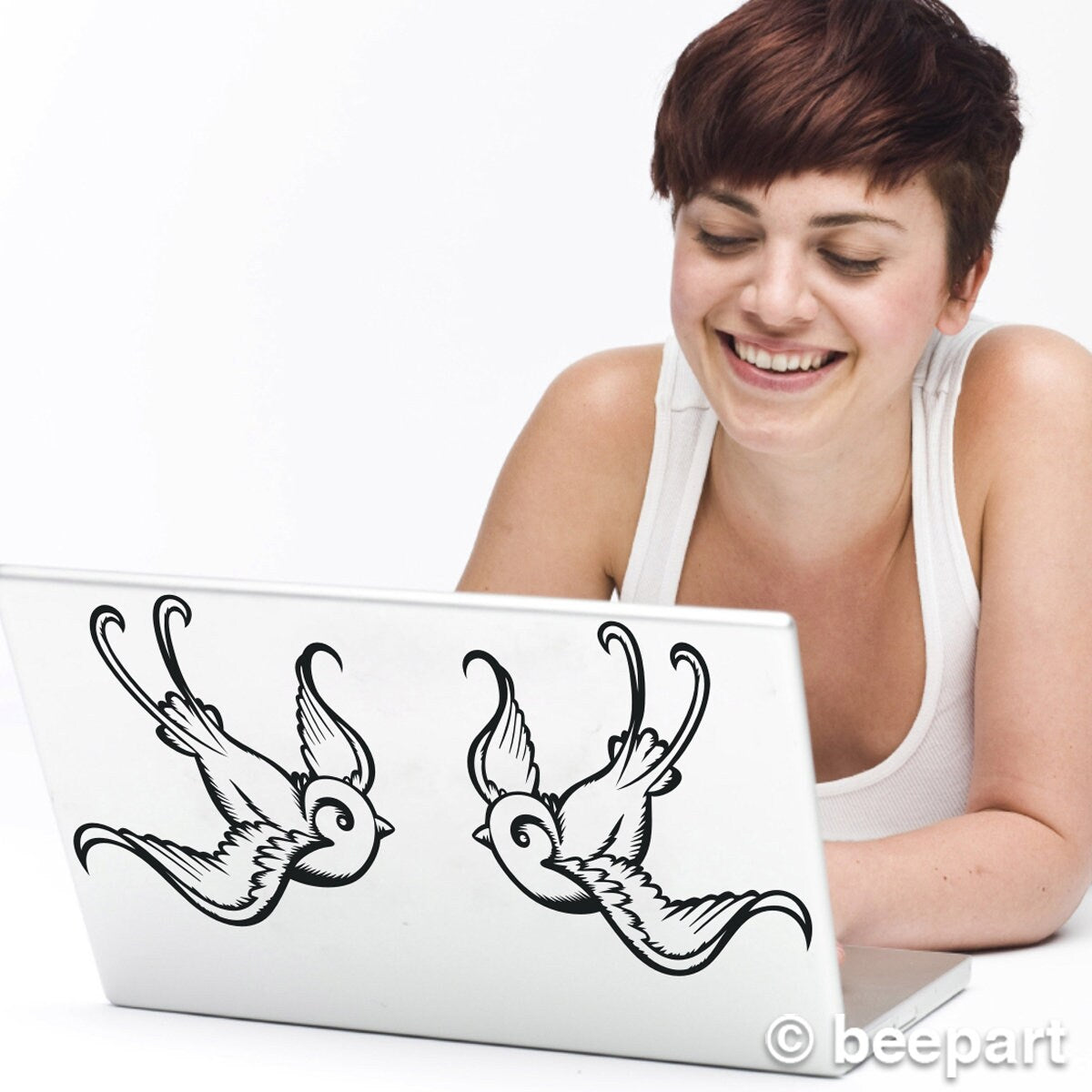 Swallow Traditional Tattoo Laptop Decal