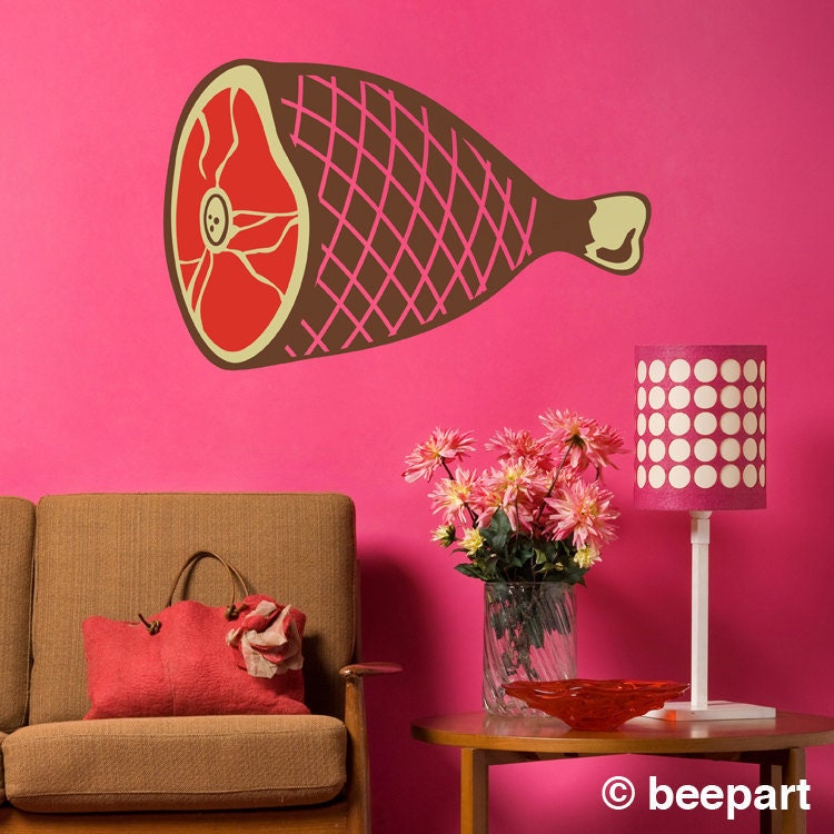 Big Ham Wall Decal – Kitsch Meat Lovers Art for Kitchen & Butcher Shop