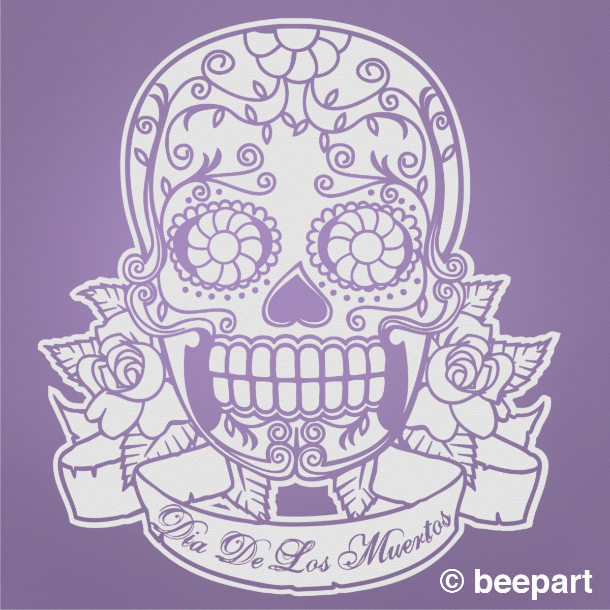 Sugar Skull Wall Decal with Custom Banner | Day of the Dead & Día de los Muertos Decor