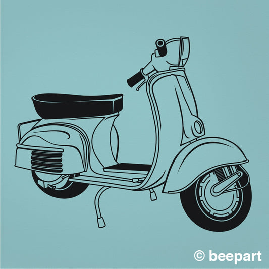 Vintage Vespa Wall Decal – Retro Italian Scooter Vinyl Wall Sticker