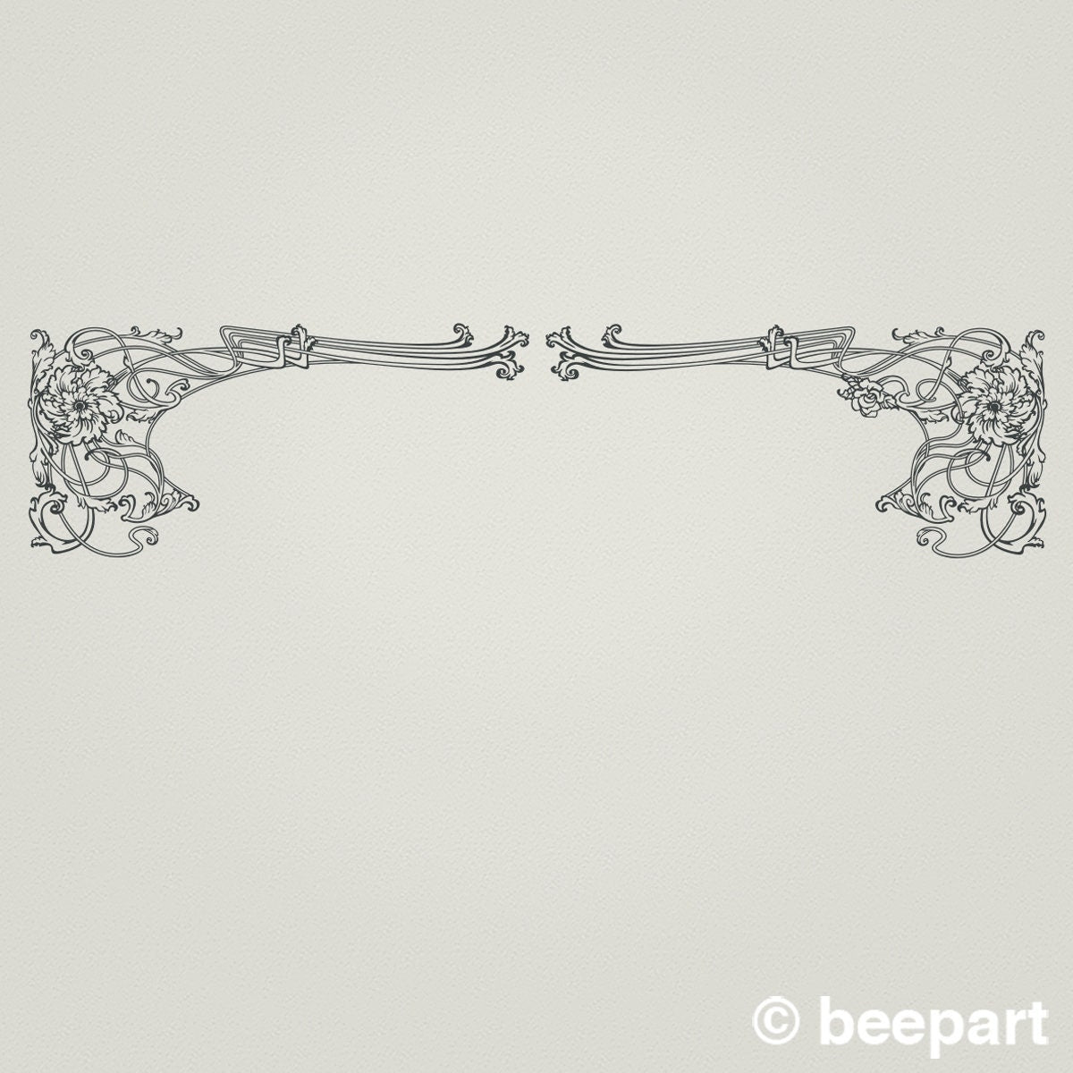 art nouveau decal border, window border decal, floral art, living room decor, entryway decal, FREE SHIPPING