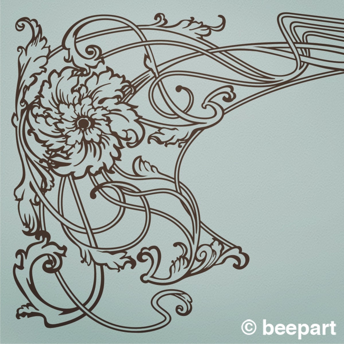 art nouveau decal border, window border decal, floral art, living room decor, entryway decal, FREE SHIPPING