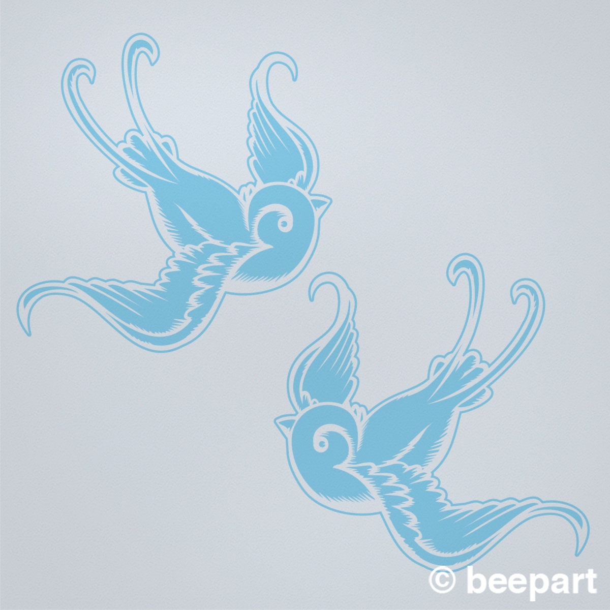 Tattoo Swallow Wall Decals – Traditional Bird Vinyl Sticker Set of 2