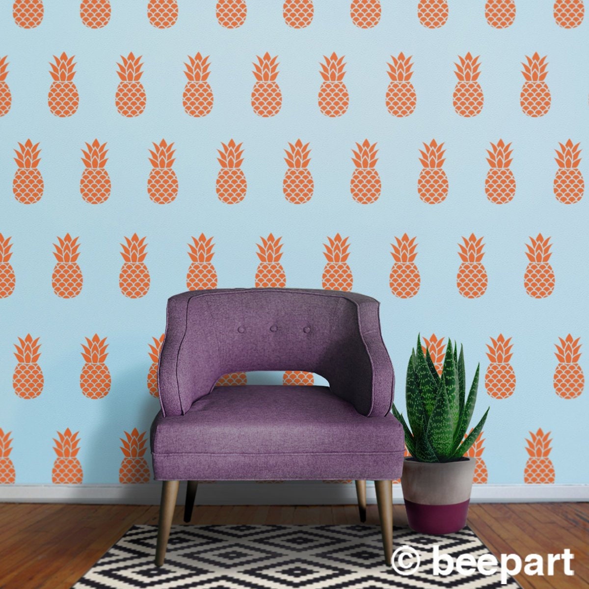 Pineapple Pattern Wall Decal Set