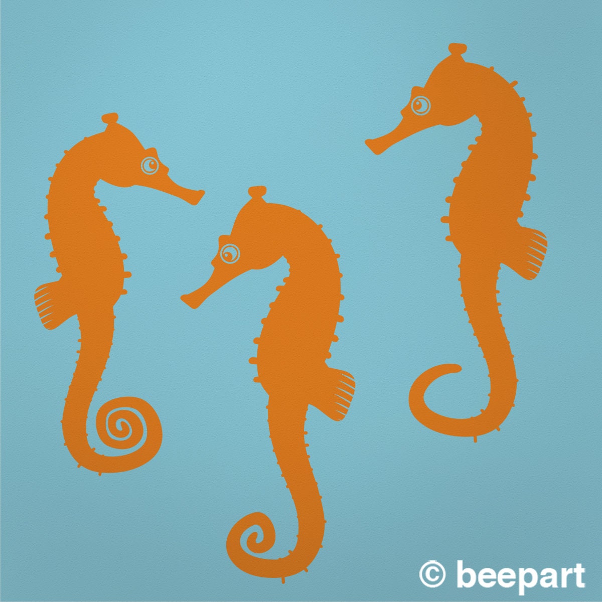 Seahorse Wall Decals – Nautical Nursery Vinyl Decal Set of 3