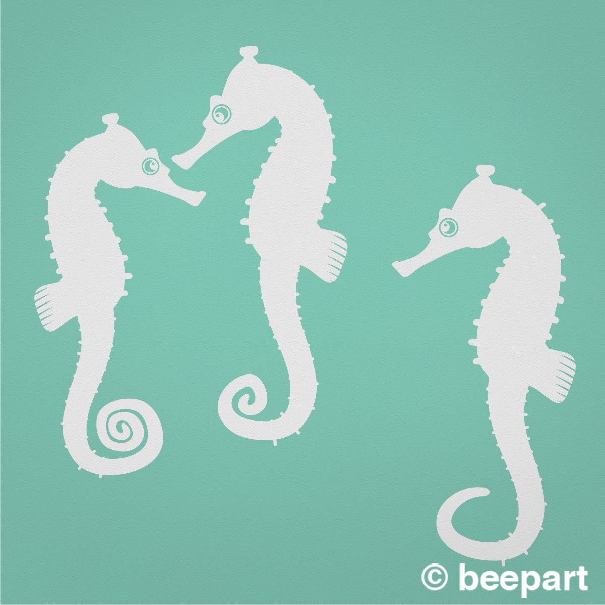 Seahorse Wall Decals – Nautical Nursery Vinyl Decal Set of 3