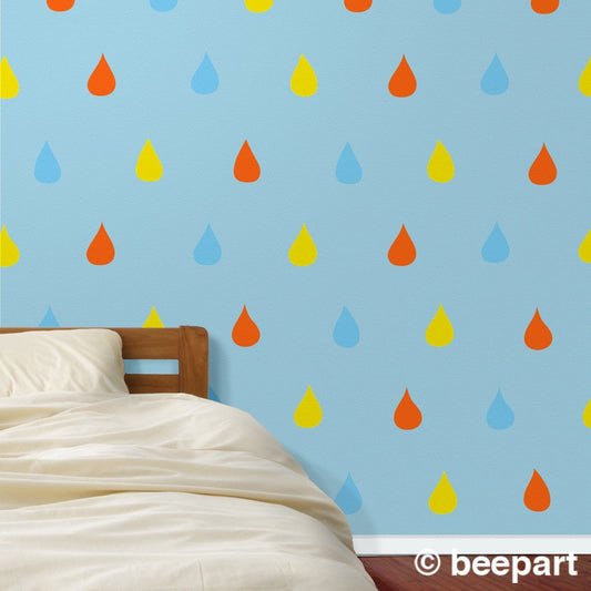 Rain Drop Wall Decals | Kids Nursery & Children's Room Vinyl Decal Set | beepart