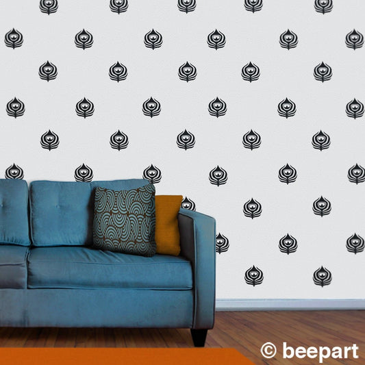 Peacock Feather Wall Decals | Art Deco Vinyl Decal Pattern Set | beepart