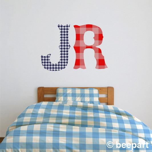Monogram Letter Wall Decal | Patterned Initial Vinyl Sticker – Nursery & Bedroom