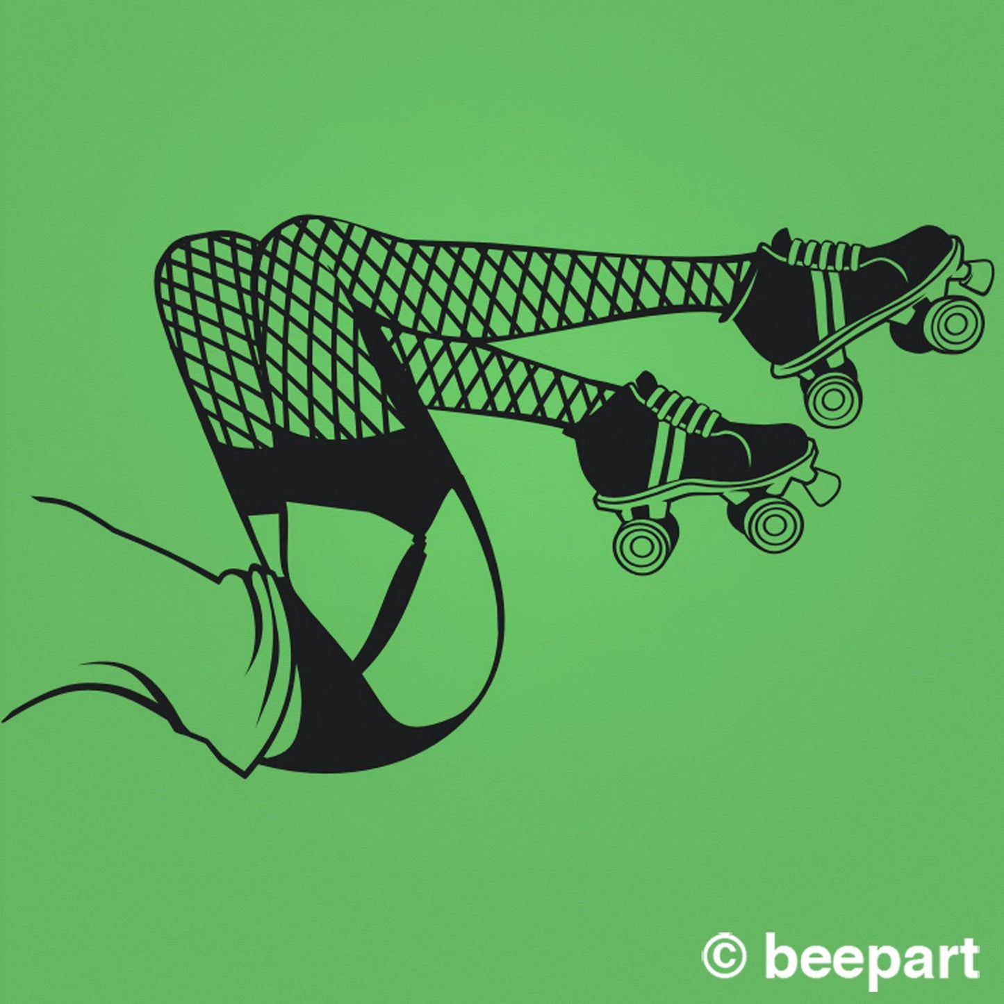 Roller Derby Wall Decal | Fishnet Legs Punk Girl Skating Art