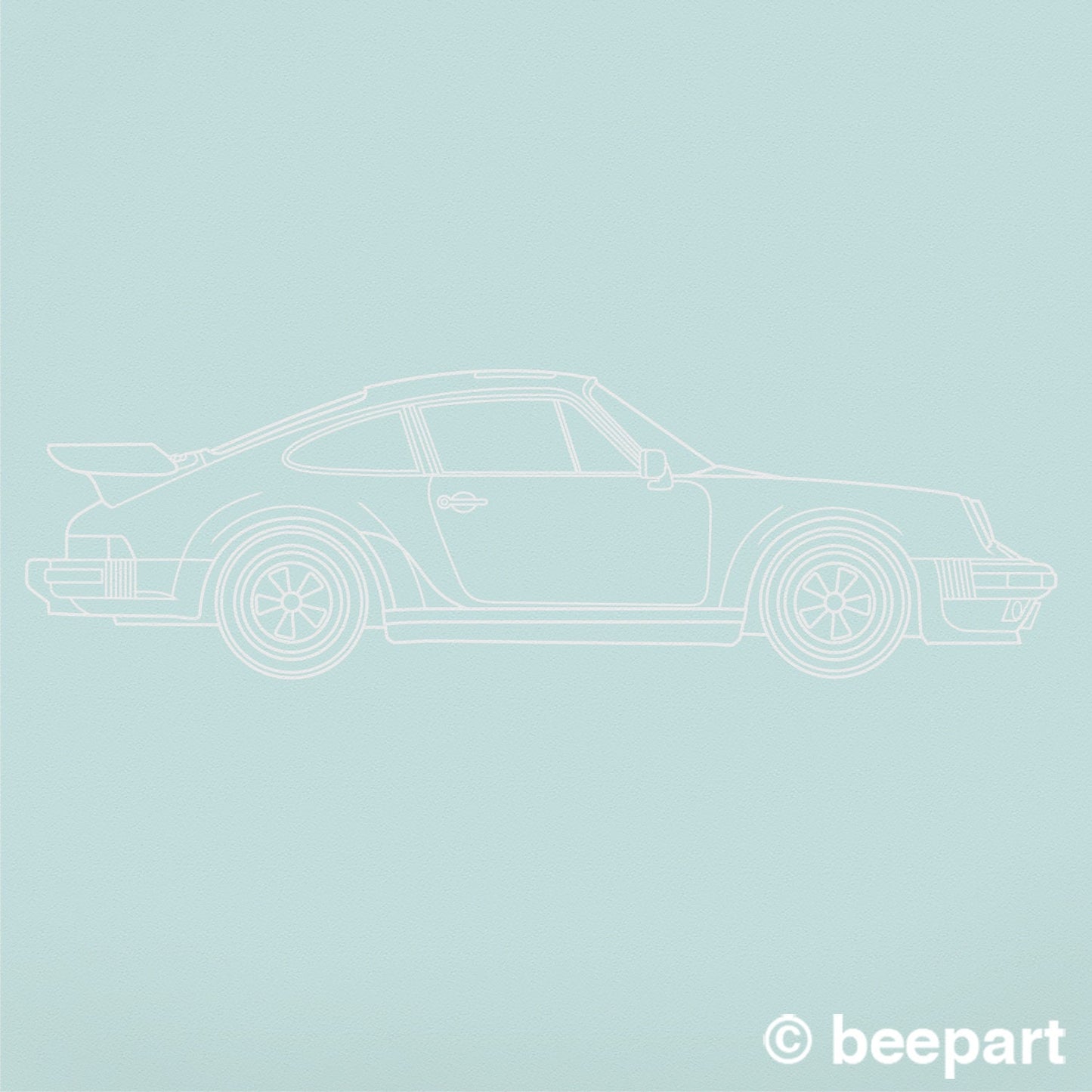 1988 Porsche 911 Turbo Blueprint Vinyl Wall Decal | Car Lover Gift