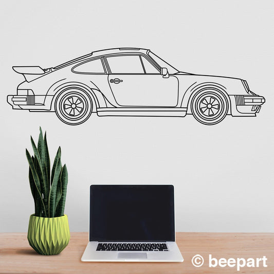 1988 Porsche 911 Turbo Blueprint Vinyl Wall Decal | Car Lover Gift