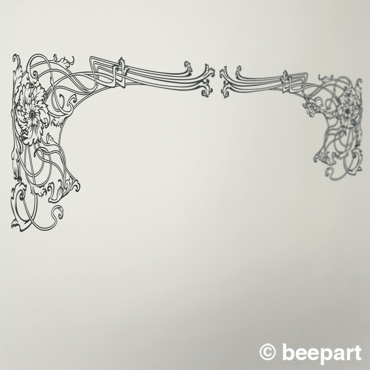 art nouveau decal border, window border decal, floral art, living room decor, entryway decal, FREE SHIPPING