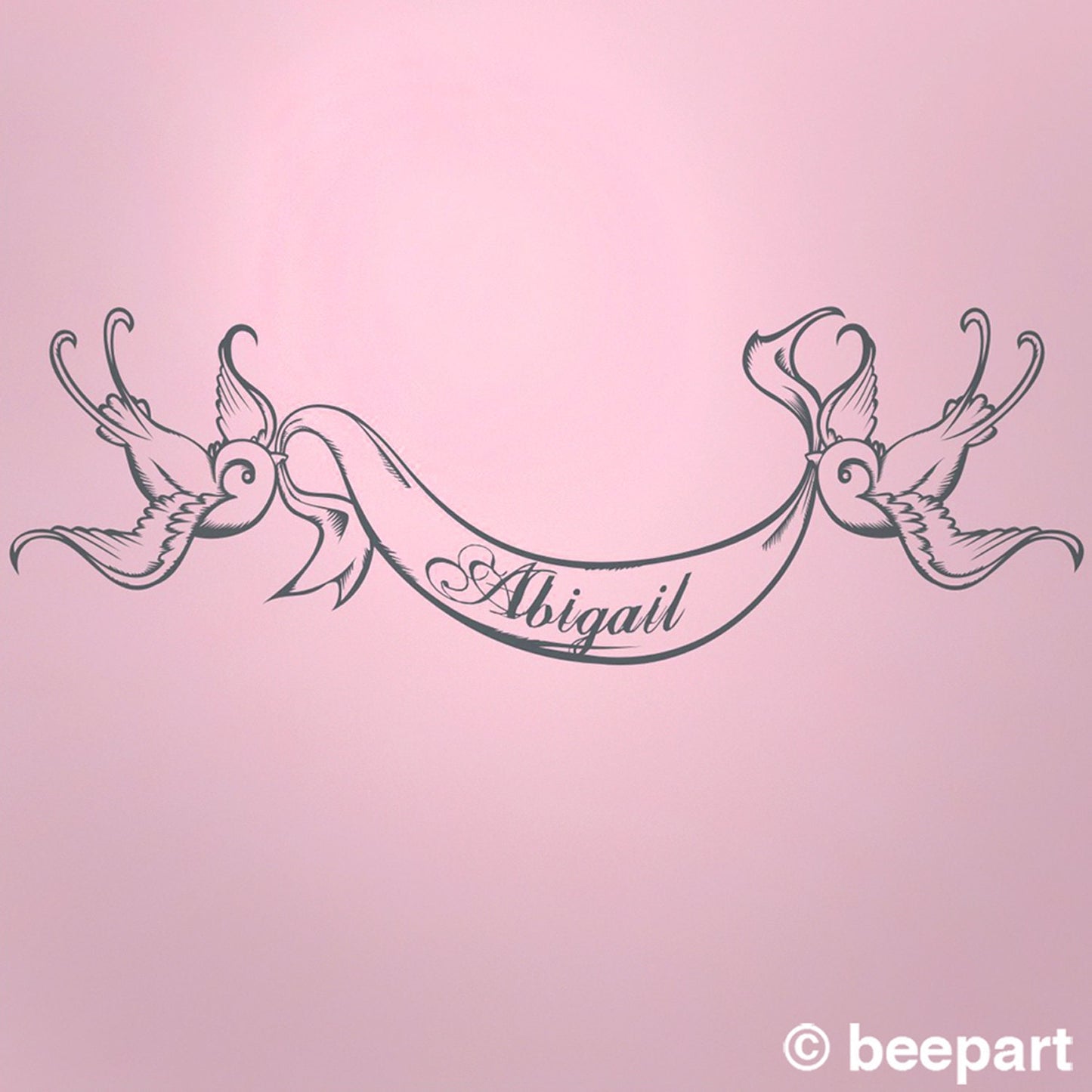 Custom bird wall decal- custom name decal, tattoo art, custom decal, baby boy nursery, baby girl nursery, nursery decor, custom banner decal