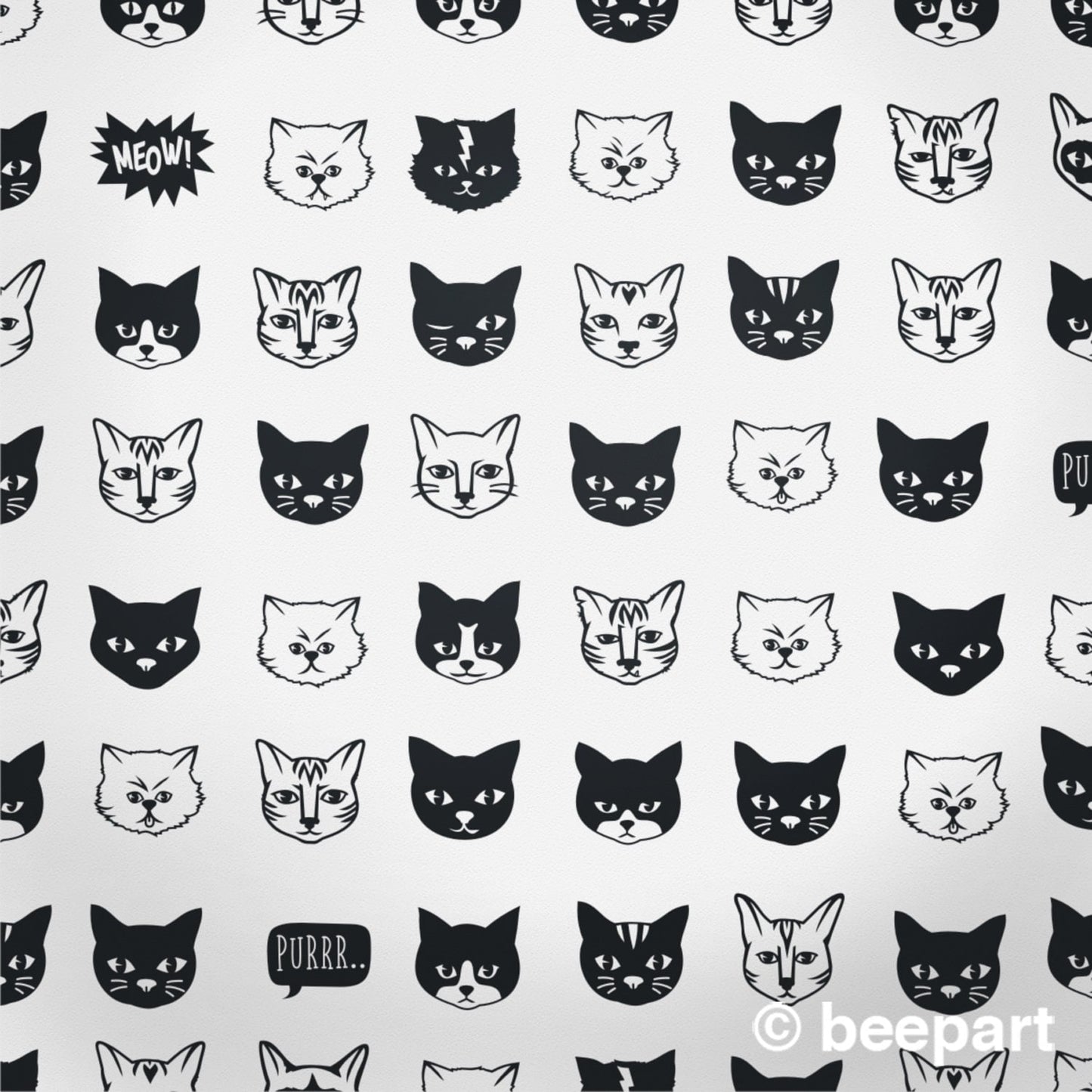 Cat Pattern Wall Decal Set – Cute Kitty Vinyl Stickers for Cat Lovers