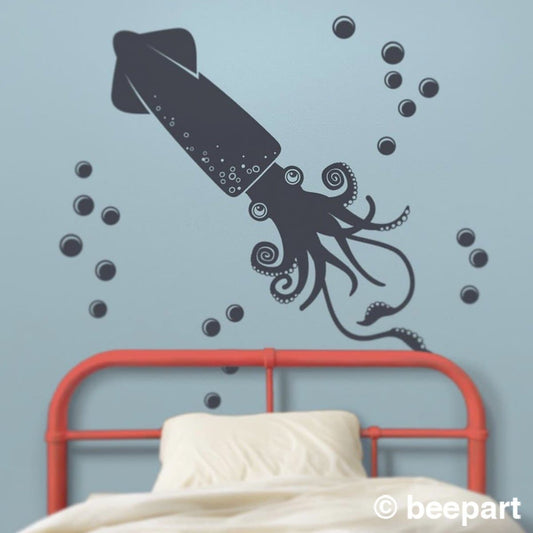Squid Wall Decal – Sea Creature Nursery & Kids Room Art