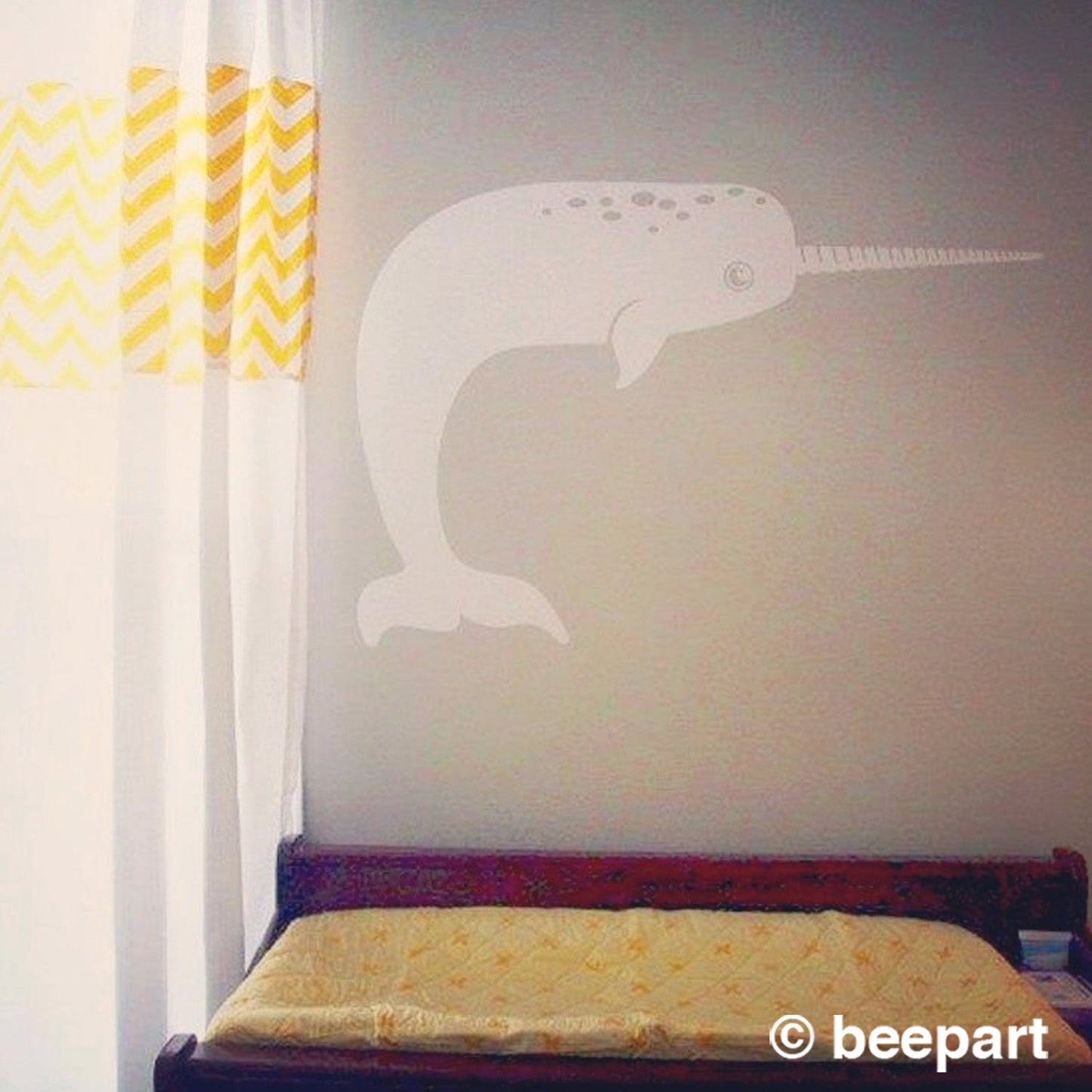 Narwhal Wall Decal – Friendly Sea Animal Vinyl Sticker for Kids & Nursery