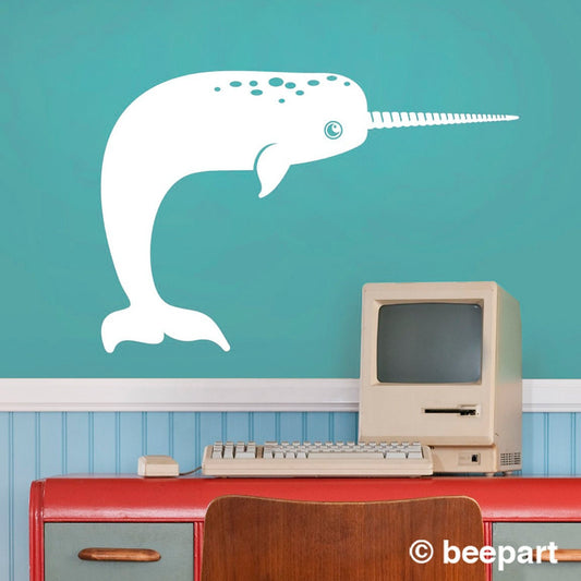 Narwhal Wall Decal – Friendly Sea Animal Vinyl Sticker for Kids & Nursery