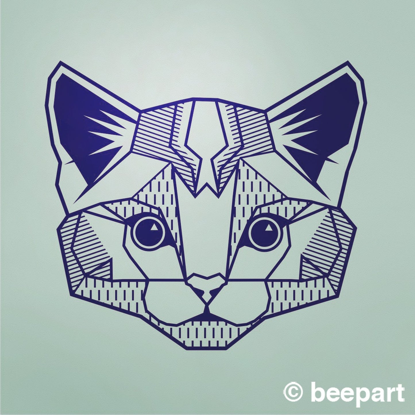 Geometric Cat Vinyl Wall Decal | Modern Cat Lover Home Decor