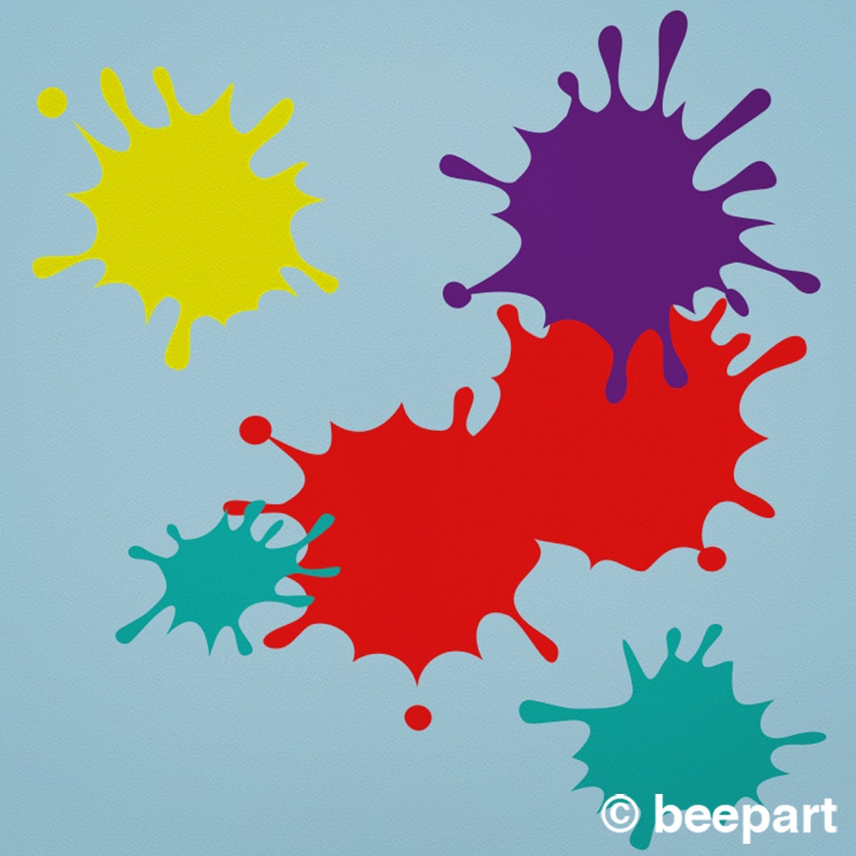 Paint Splatter Wall Decal Set | 4-Colour Ink Splotch Art Room Vinyl Sticker